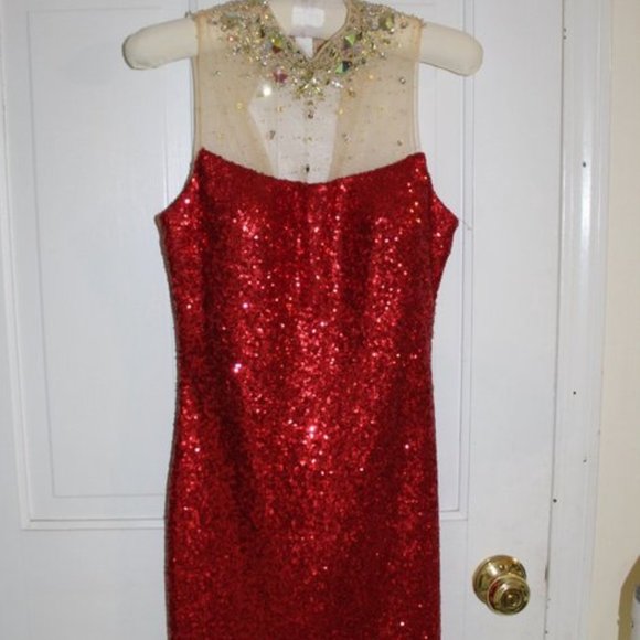 Mac Duggal Dresses & Skirts - MacDuggal Red Sequin Dress with Creme top